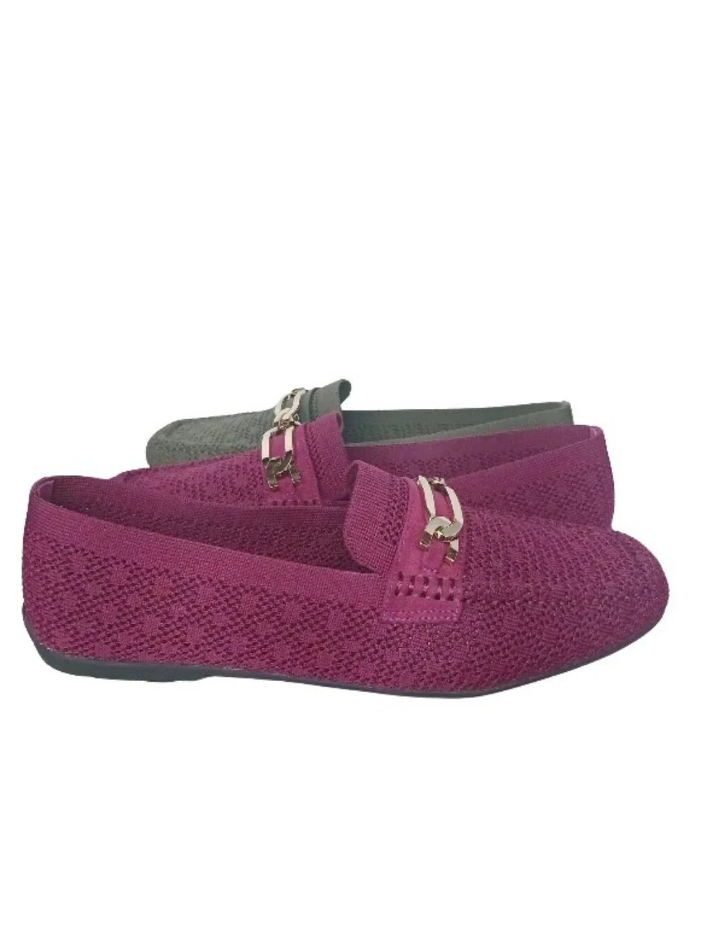 Cato Loafers Women's 10 Green And Purple Knit Slip-on Casual Colorful Shoes